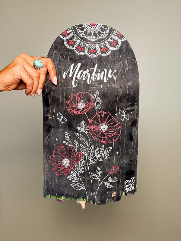 Demiplanche de skate sur mesure mandala noir et rouge Demiplanche de skate sur mesure mandala noir et rouge