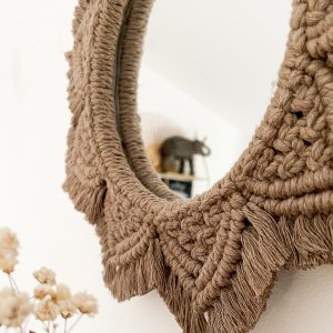 Miroir soleil café miroir macramé