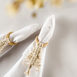 Rond de serviette naturel et doré Kit ronds de serviette macramé