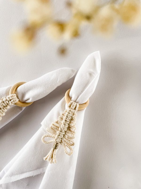 Rond de serviette naturel et doré Kit ronds de serviette macramé