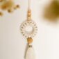 Suspension pompon décoration bohème murale rose sauvage, laurier, naturel