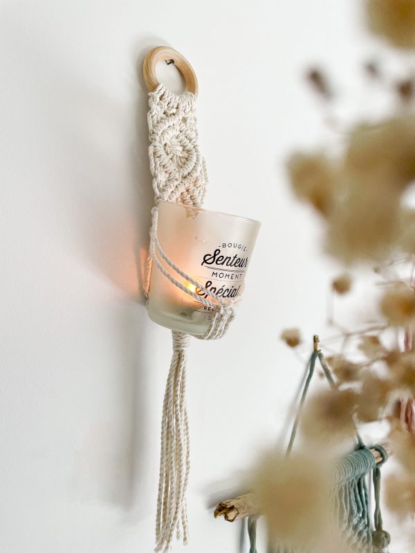 Suspension pour plante ou bougie en macramé Suspension pour plante ou bougie en macramé