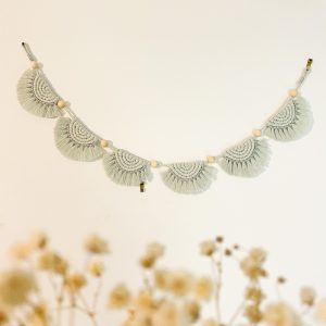 Guirlande macramé vert mint et argent
