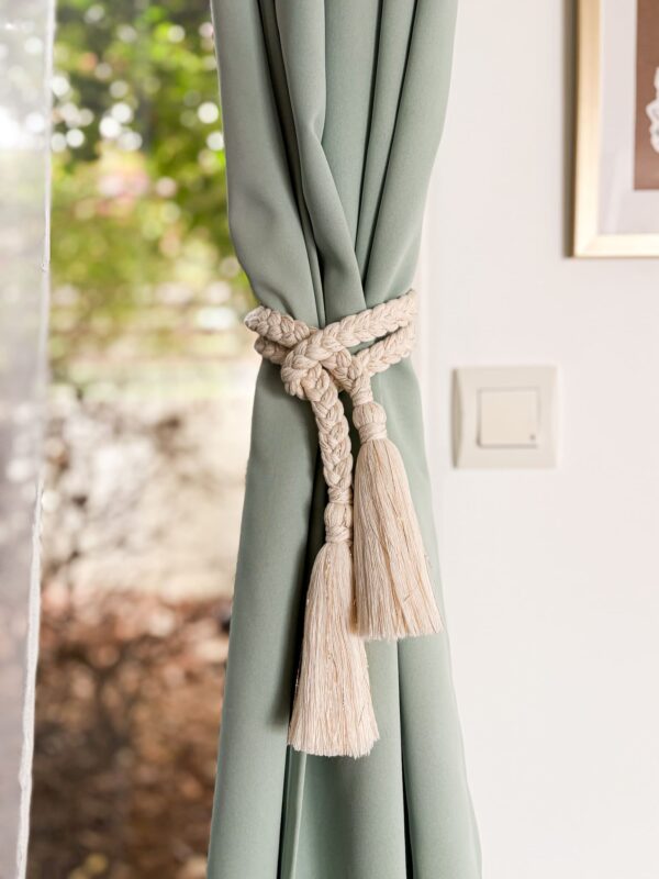 Embrasse a rideau golden naturel en macramé Kit embrasse rideau macramé