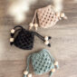 Porte monnaie en macramé biscuit noir et laurier