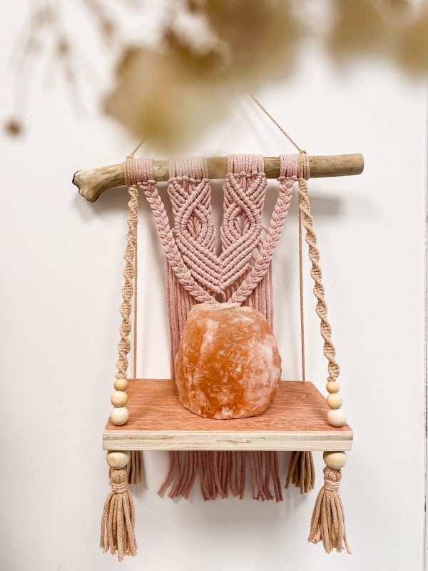 Etagère macramé deux coloris rose pastele et biscuit Etagère macramé
