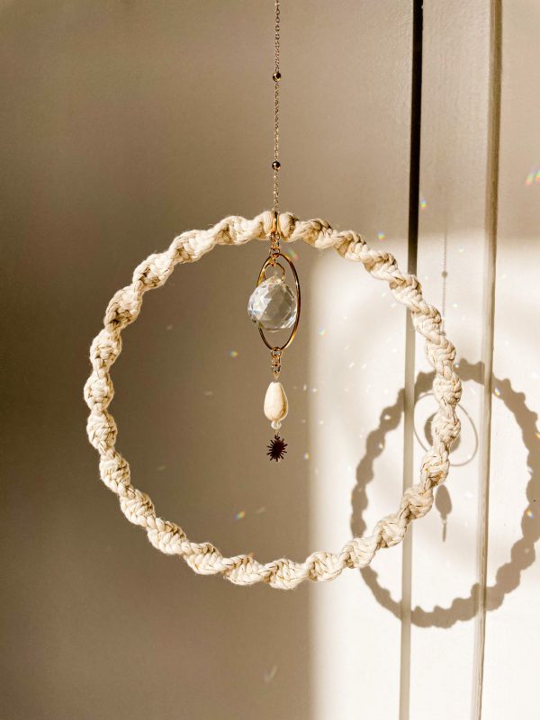 attrape soleil ozalee naturel et doré or attrape soleil ozalee macramé