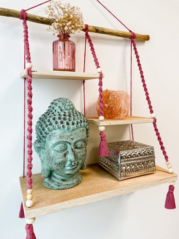 etagère enora macramé rose fleur etagère enora macramé rose fleur