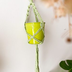 Suspension petite plante en macramé