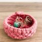 Vide poche panière macramé rose fleur_03