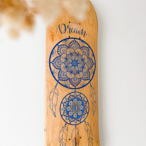 Skateboard recyclé - Attrape-rêve et mandala