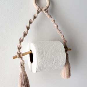 Dérouleur papier toilette en macramé