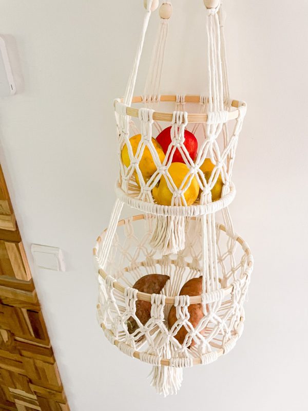Double panier suspendu macramé_05 Double panier suspendu macramé_05