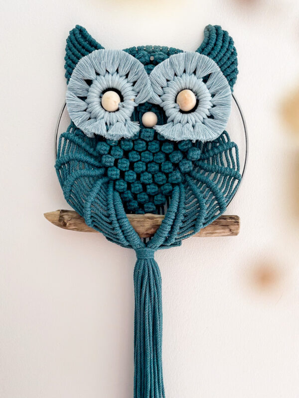 Hibou bleu canard_02 Tuto - Hibou en macramé