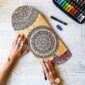 Planche de skate cassé recyclé mandala