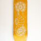 Planche de skate recyclée jaune hippocampe mandala