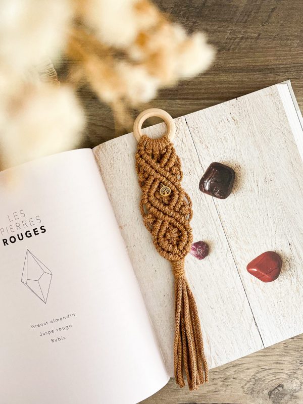 Marque page en macramé arbre de vie caramel Kit marque-page macramé