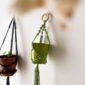 Petite suspension pour plante vert matcha macrame_02