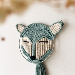 Renard en macramé_bleu oeuf de canard_02 Renard en macramé