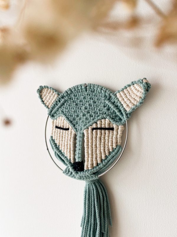 Renard en macramé_bleu oeuf de canard_02 Renard en macramé