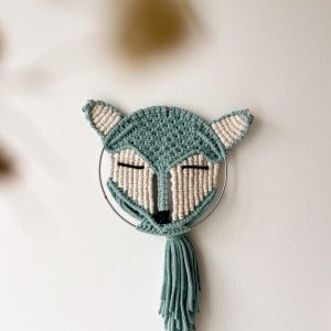 Renard en macramé_bleu oeuf de canard_04 Renard en macramé