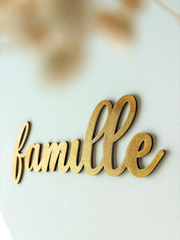 Mot en Bois Personnalisé famille doré_01 Mot en Bois Personnalisé famille doré_01