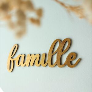 Mot en Bois Personnalisé famille doré