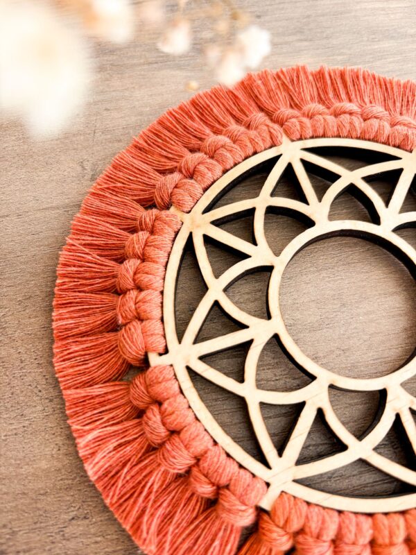 Sous verre macramé mandala teinte clair terracota_05 Sous verre macramé mandala teinte clair terracota_05