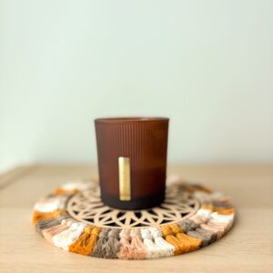 Prototype -Sous-Verre Bois Macramé - Motif "Rosace"