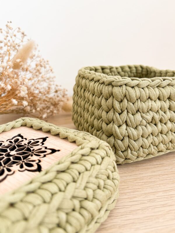 Boite carré de rangement crochet sur mesure_02 Boîte cadeau carrée personnalisable