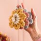 Porte-clé fleur macramé fait main en coton recyclé