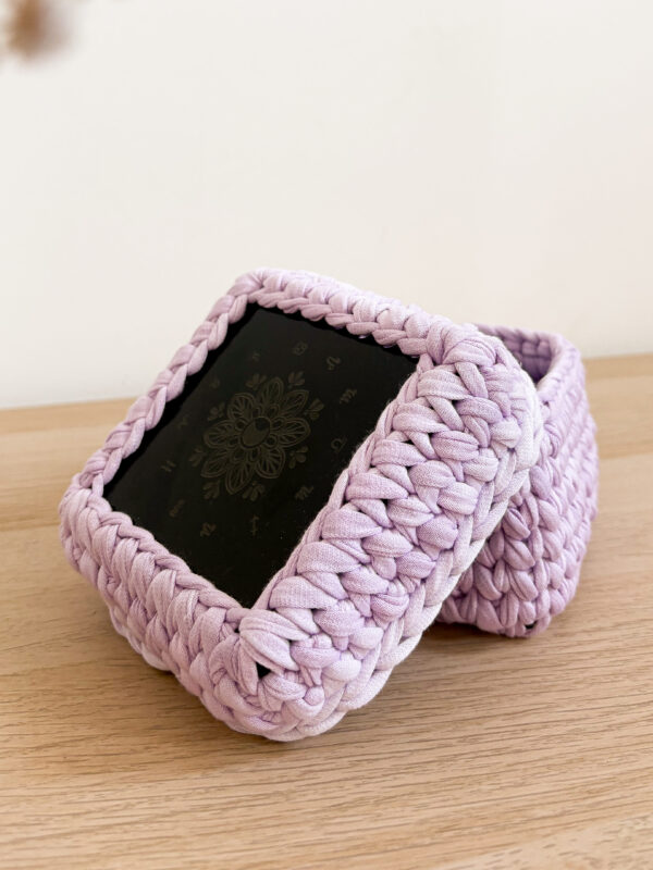 boite au crochet lila fait main Boîte cadeau carrée personnalisable