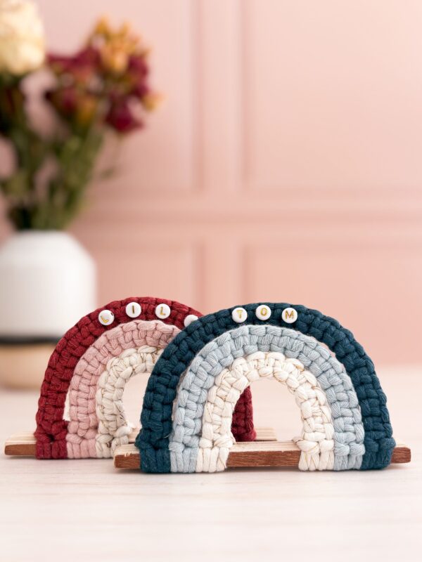 Arc en ciel taille S ton de boleu macramé naissance cadeau_02 Arc en ciel taille S ton de boleu macramé naissance cadeau_02