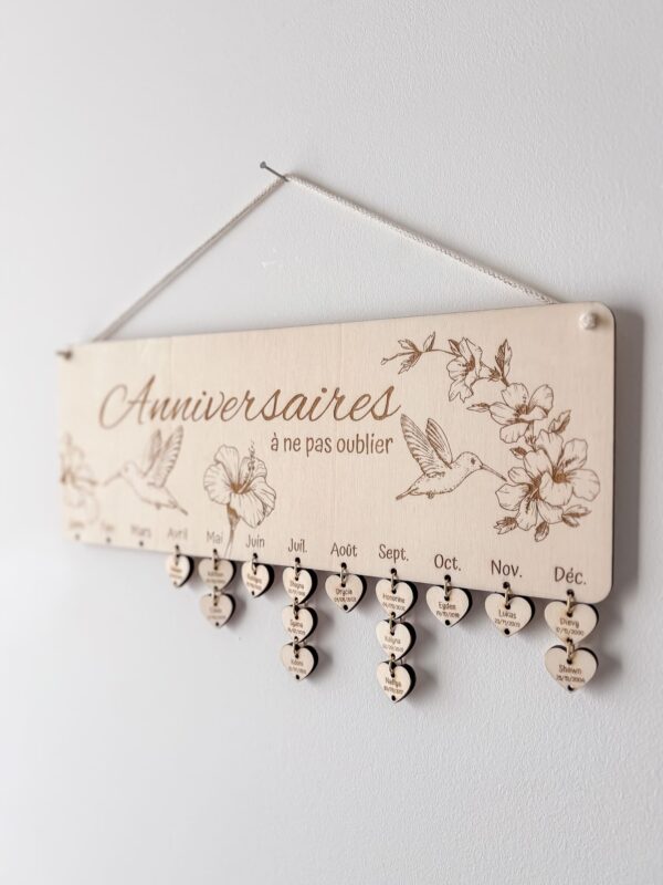 Calendrier anniversaire bois hibiscus Calendrier anniversaire bois hibiscus
