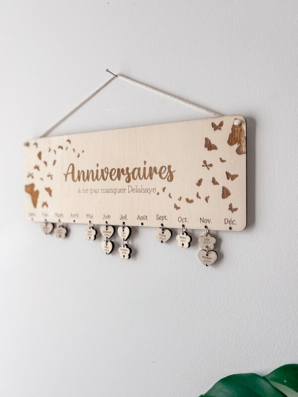 Calendrier anniversaire bois papillon Calendrier anniversaire bois papillon