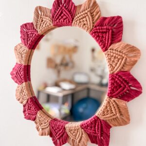 Miroir macramé bi colore rouge miroir macramé bicolore rouge