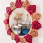 miroir macramé bicolore rouge