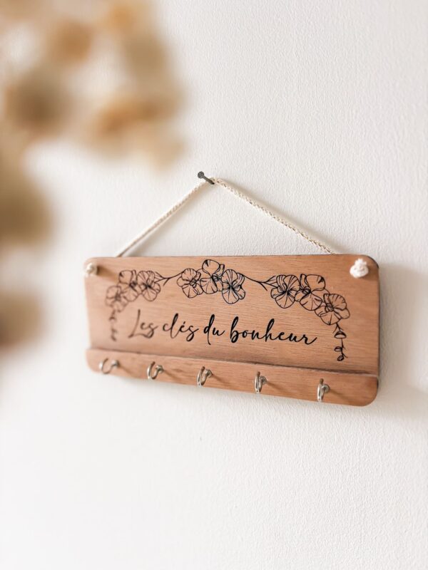 Porte clés murale en bois personnalisé hibou03 Porte clés murale en bois personnalisé hibou03