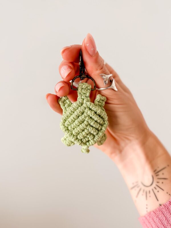 Prototype Porte-clés tortue vert Porte clés tortue macramé
