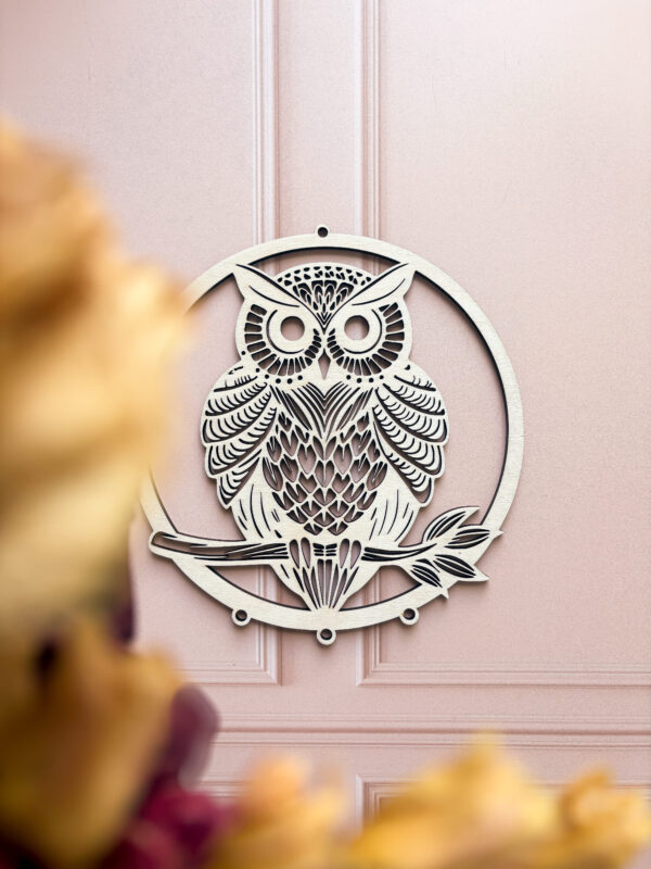 Support loisirs crétifs hibou en bois_01