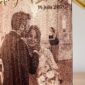 Photo gravée bois cadeau naissance