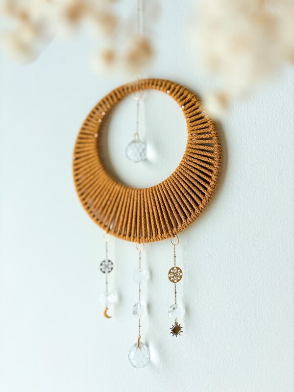 Attrape-Soleil Macramé – Bijou de Lumière moutarde_02 Attrape-Soleil Macramé – Bijou de Lumière moutarde_02