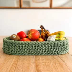 corbeille fruits crochet vert eucalyptus