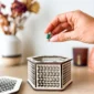 boîte hexagonale en bois personnalisable rangement