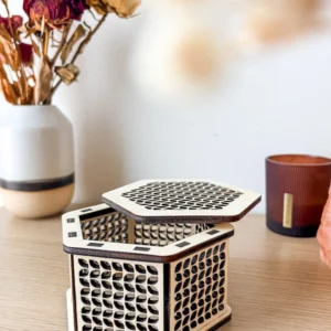 boîte hexagonale en bois personnalisable rangement