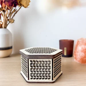 boîte hexagonale en bois personnalisable rangement