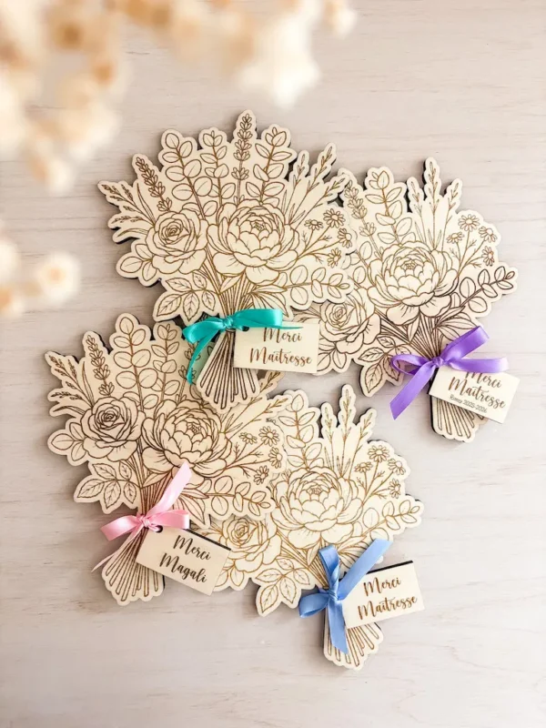 bouquet en bois personnalisé merci maîtresse 01 bouquet en bois personnalisé merci maîtresse 01