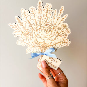 bouquet en bois personnalisé Merci maitresse cadeau