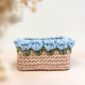 panière carrée crochet bordure fleurs