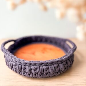 Prototype - Vide-Poche Plateau Rond en Crochet (Gris Anthracite)
